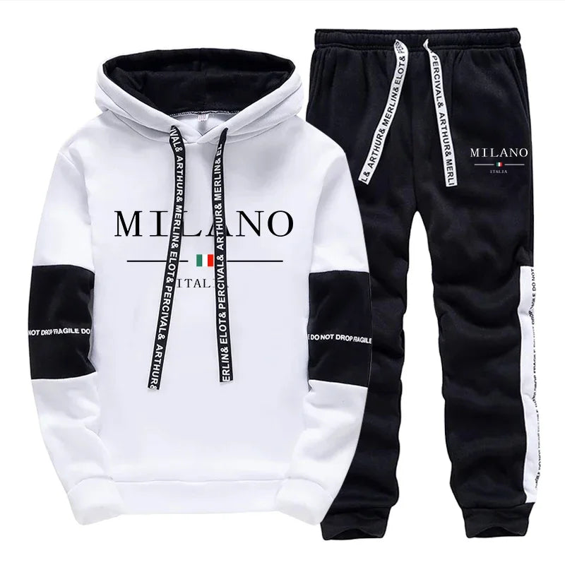 Survêtement imprimer Milano une pièce sweats/pantalons de survêtement, sweat à capuche décontracté, haute qualité automne hiver.