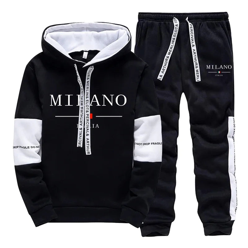 Survêtement imprimer Milano une pièce sweats/pantalons de survêtement, sweat à capuche décontracté, haute qualité automne hiver.