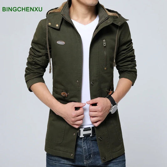 Veste d'hiver en polaire épaisse, coupe-vent d'affaires, manteau long en coton