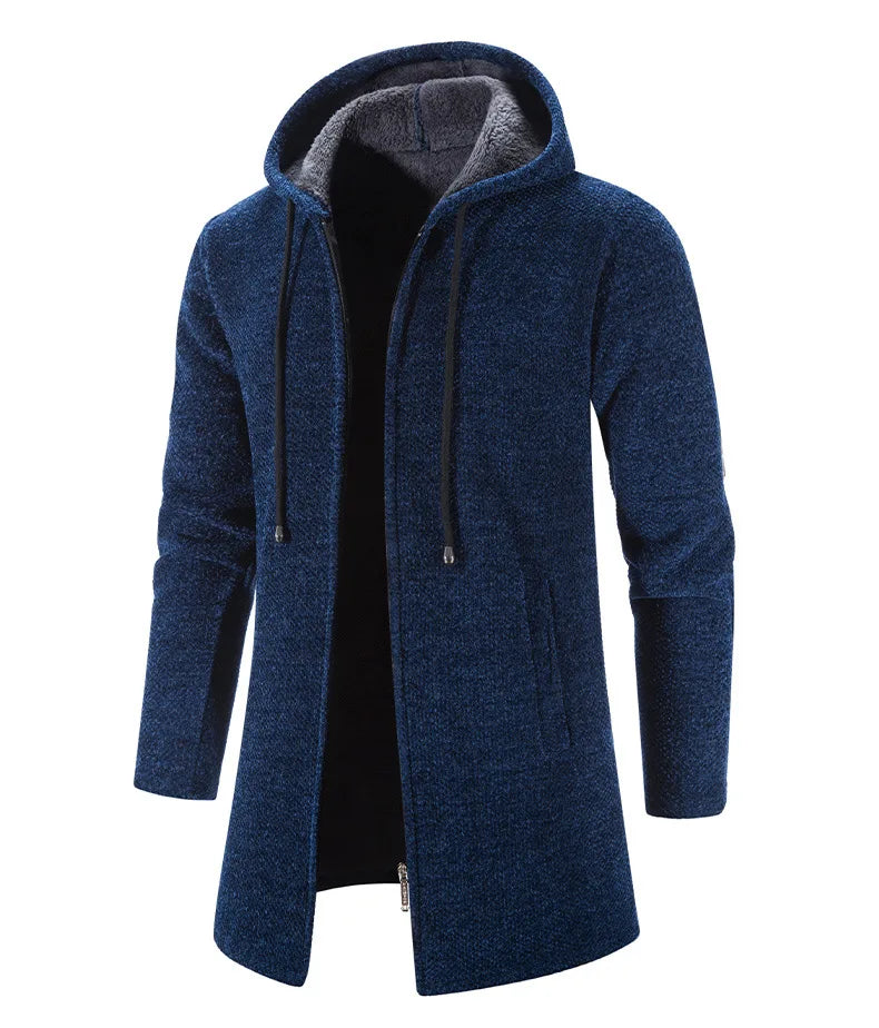 Sweat à capuche long à manches longues pour homme, modèle 2025, fermeture éclair
