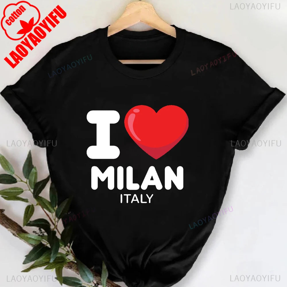 T-shirt col rond imprimé lettres Milano Italie, décontracté, manches courtes, pour femme, printemps-été