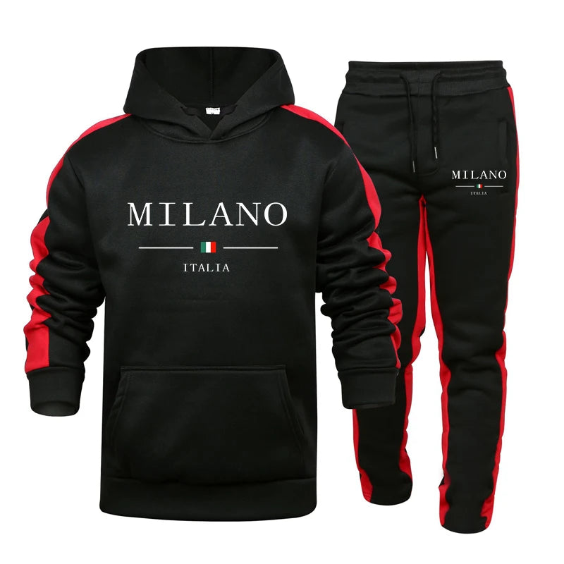 Survêtement imprimé MILANO, sweat-shirt à capuche décontracté, ensemble 2 pièces, Jogging quotidien, vêtements de sport en plein air, Streetwear