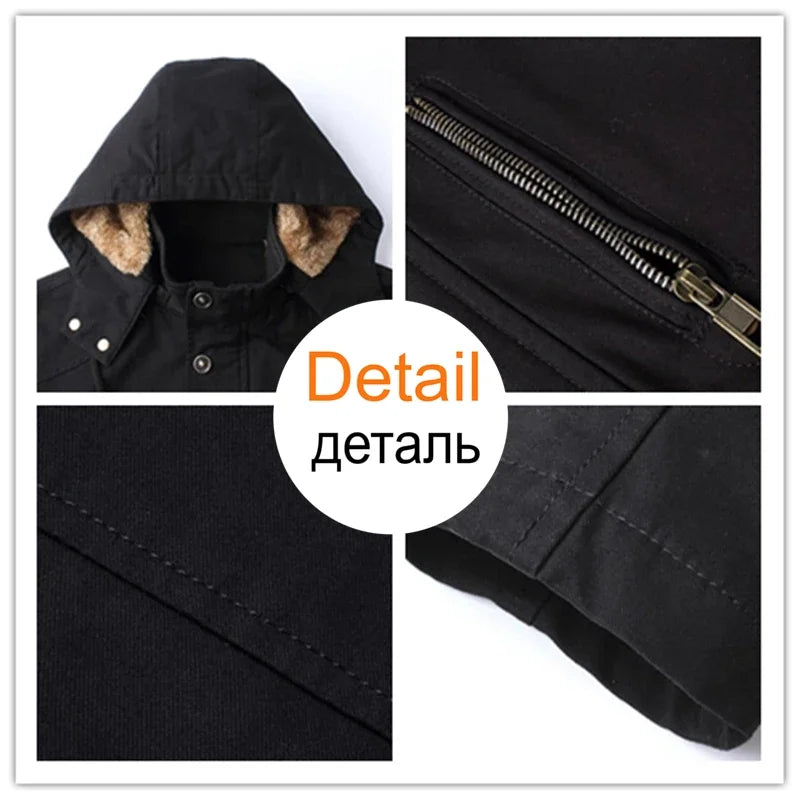 Veste d'hiver en polaire épaisse, coupe-vent d'affaires, manteau long en coton