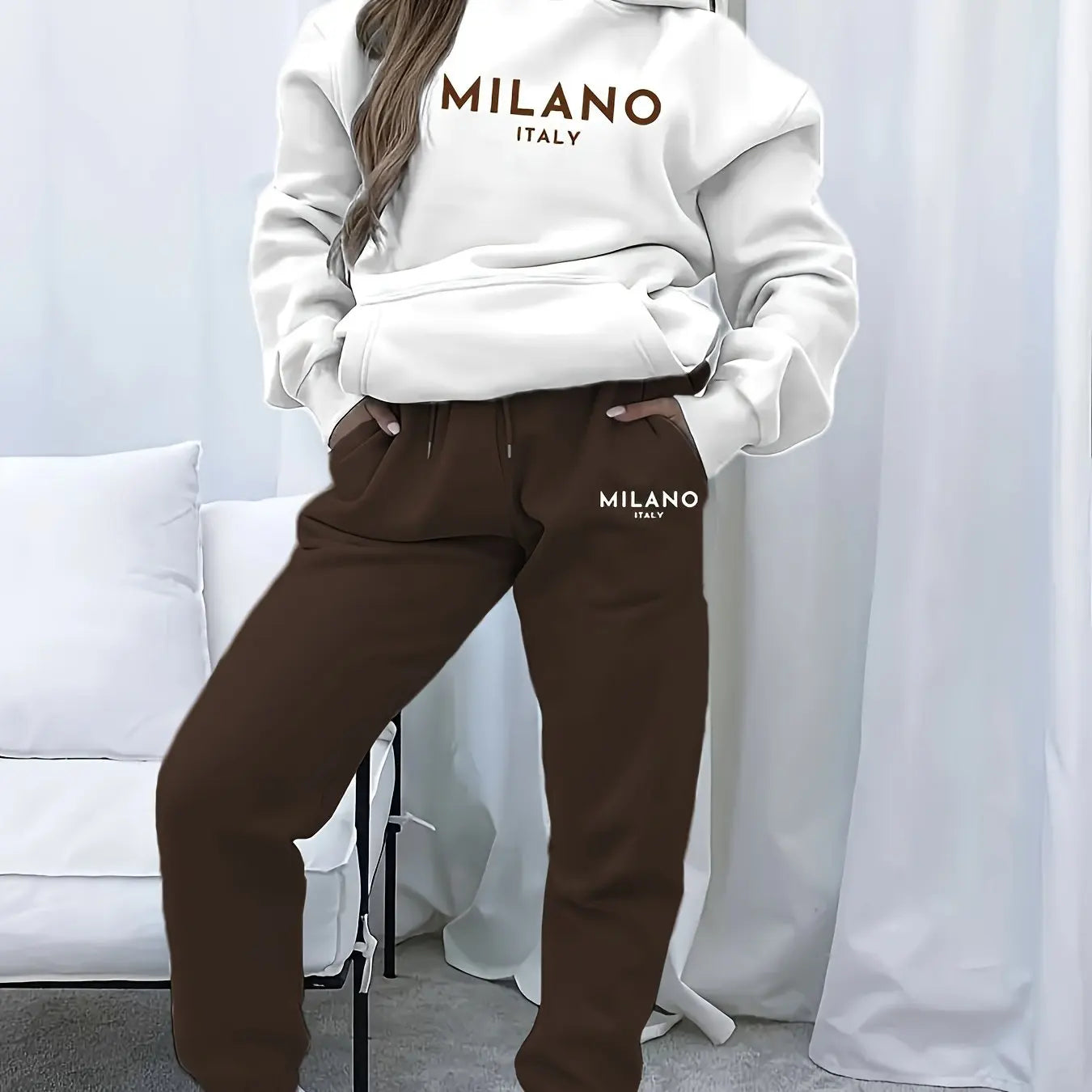 Sweat à capuche imprimé MILANO, ensemble pantalon de protection, Hip Hop Street, sweat à capuche décontracté, vêtements chauds, nouveau, automne.