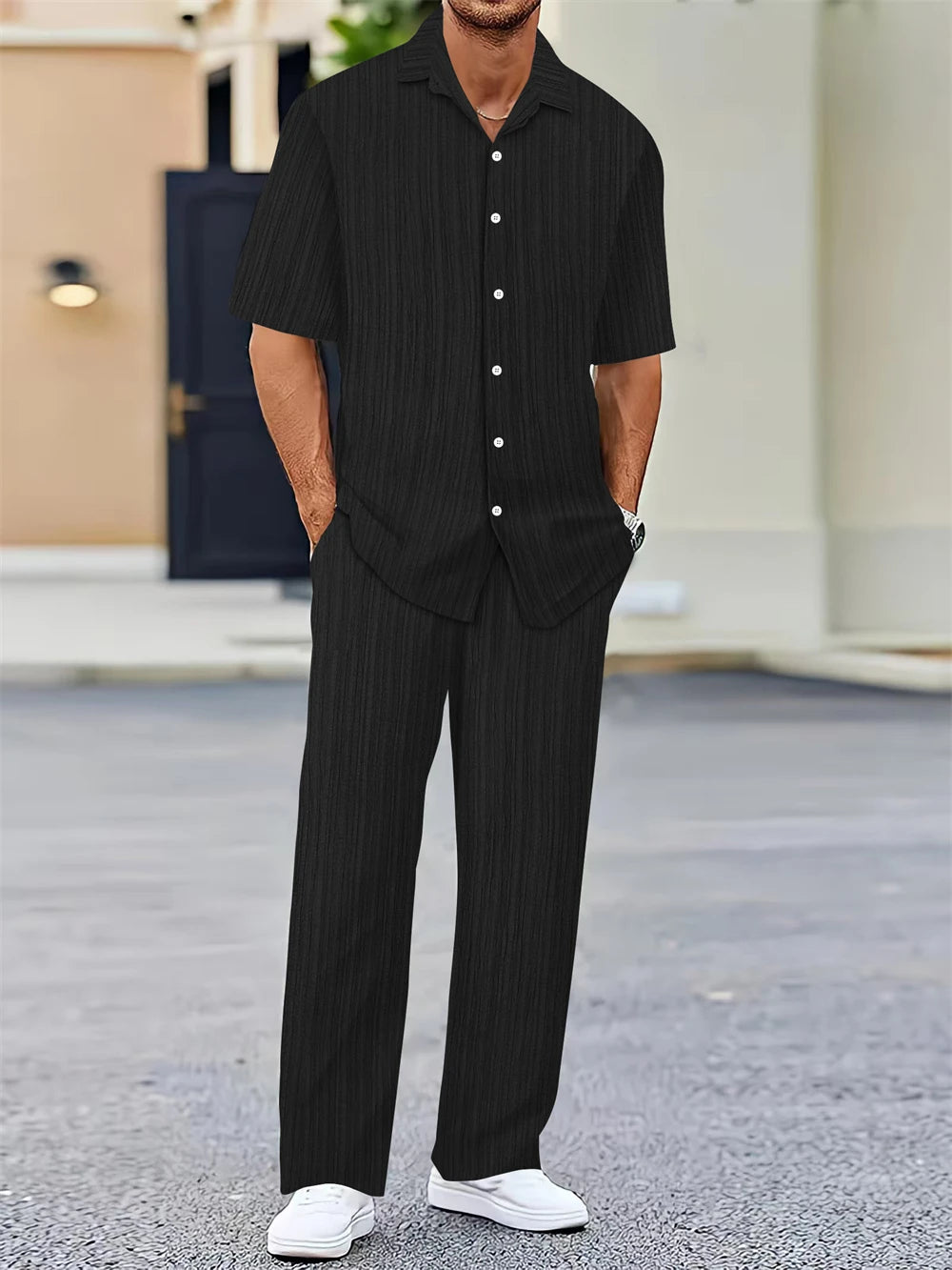 (Chemise + Pantalon) 2024 Été Hommes Mode Chemise Classique, Affaires, Décontractées