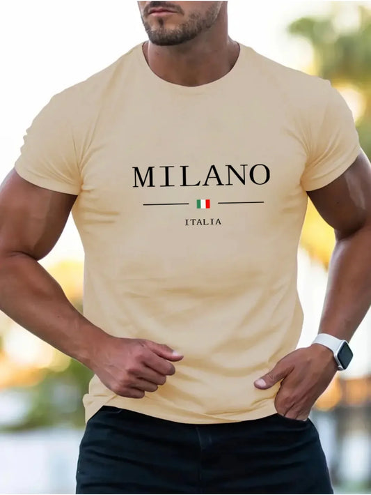 T-shirt Été 100% coton haute qualité Milano imprimer confortable col rond