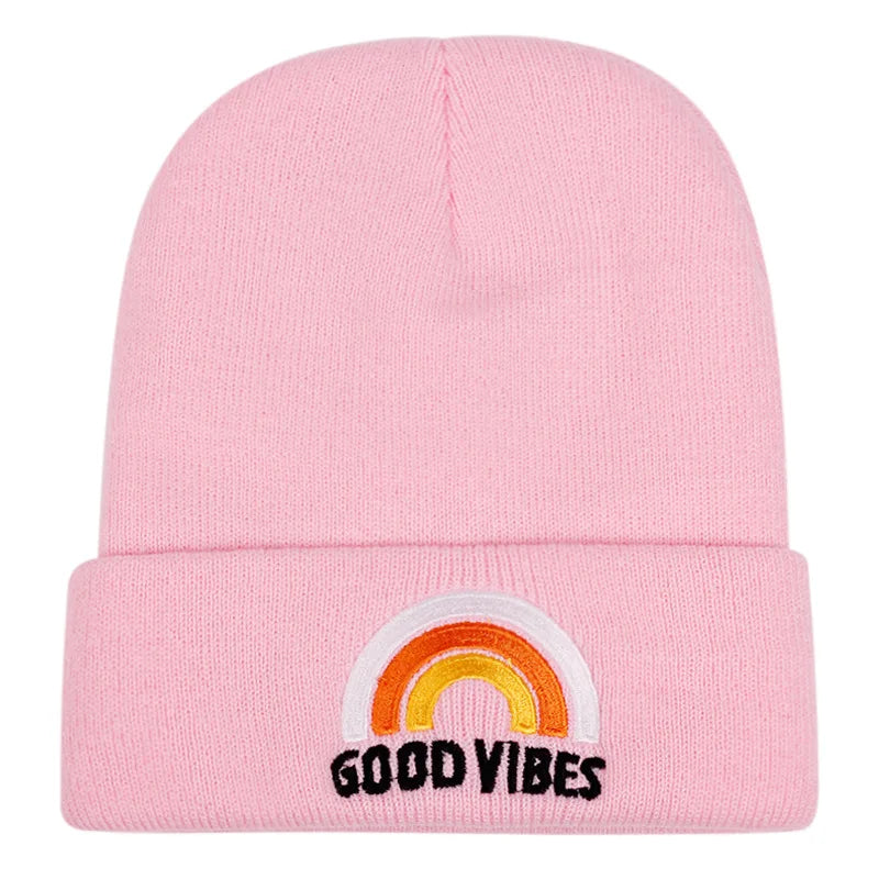Bonnets de luxe brodés MILANO où Good Vibes pour femmes et hommes, tricoté chaud en hiver, pour loisirs en plein air, masque de Ski, cagoule