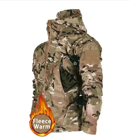 Imperméable et chaud hommes hiver coque souple spécial tactique à capuche veste multi poche