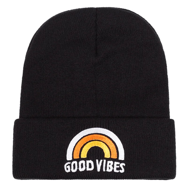 Bonnets de luxe brodés MILANO où Good Vibes pour femmes et hommes, tricoté chaud en hiver, pour loisirs en plein air, masque de Ski, cagoule