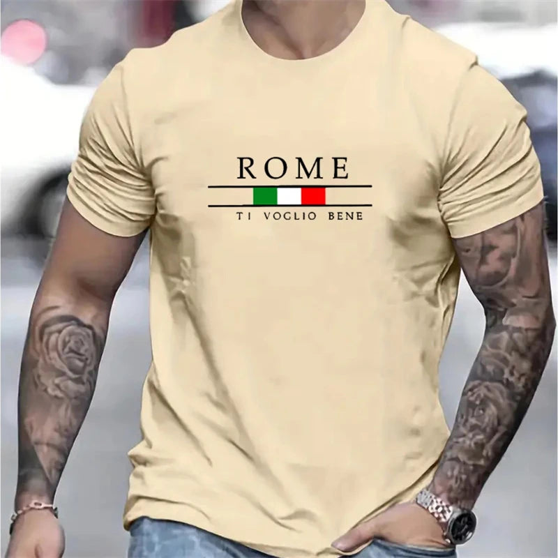 T-shirts à manches courtes pour hommes, Rome, mode d'été, drapeau italien 3D imprimé, ample, tendance, Streetwear