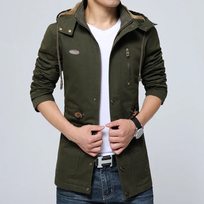 Veste d'hiver en polaire épaisse, coupe-vent d'affaires, manteau long en coton