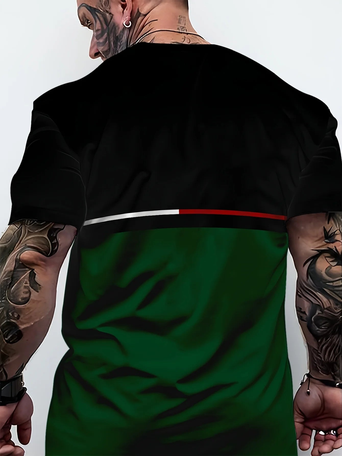 Été 2025 nouveau T-shirt Milano pour hommes imprimé en 3D décontracté, à la mode et rétro T-shirt pour hommes en polyester noir et vert.