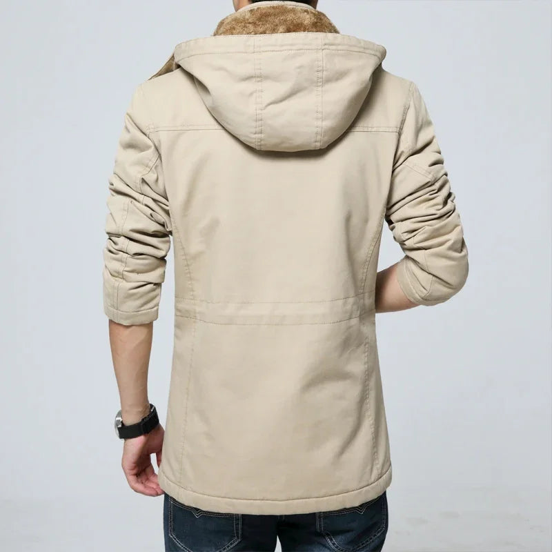 Veste d'hiver en polaire épaisse, coupe-vent d'affaires, manteau long en coton