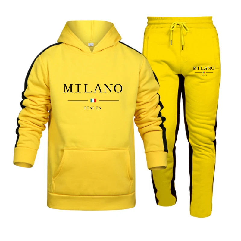Survêtement imprimé MILANO, sweat-shirt à capuche décontracté, ensemble 2 pièces, Jogging quotidien, vêtements de sport en plein air, Streetwear