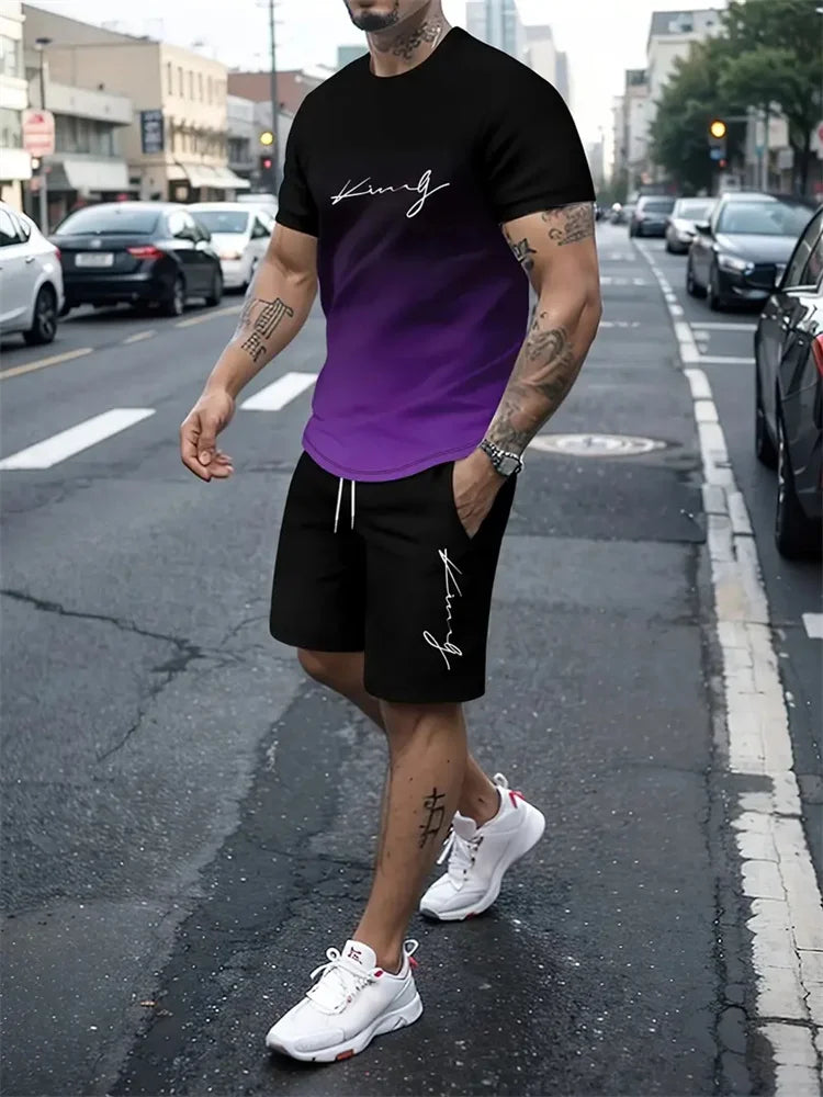 Ensemble 2 pièces pour homme, t-shirt à manches courtes, survêtement décontracté, imprimé 3D, vêtements de sport, nouvelle collection été 2025