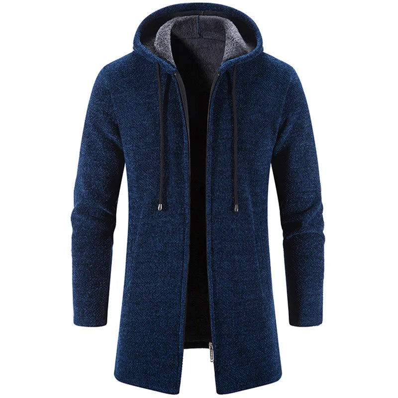 Sweat à capuche long à manches longues pour homme, modèle 2025, fermeture éclair