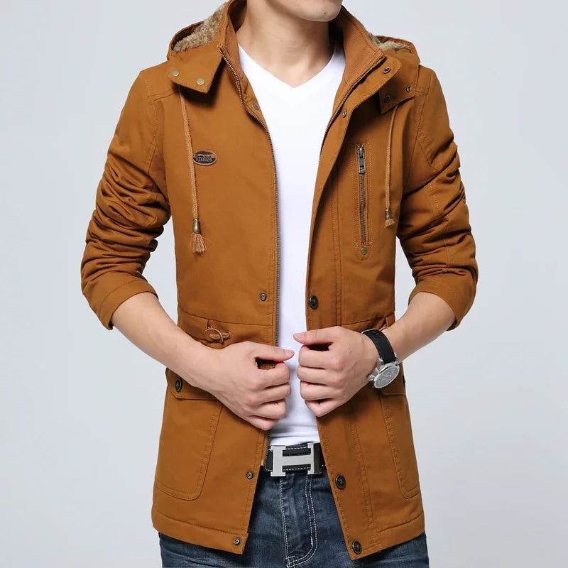 Veste d'hiver en polaire épaisse, coupe-vent d'affaires, manteau long en coton