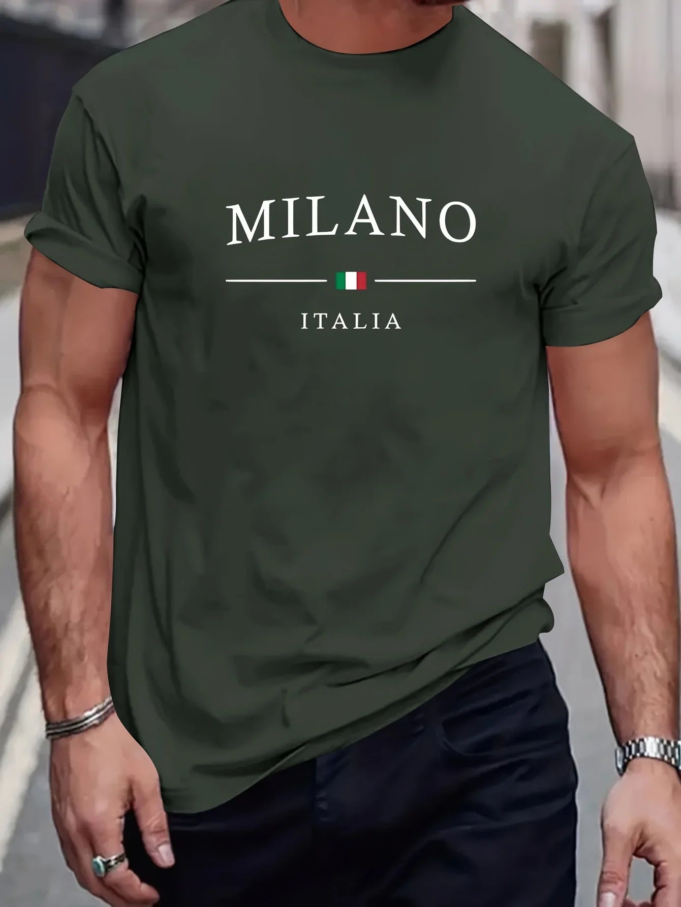 T-shirt Milano décontracté d'été, 100% pur coton, col rond pour hommes, manches courtes.