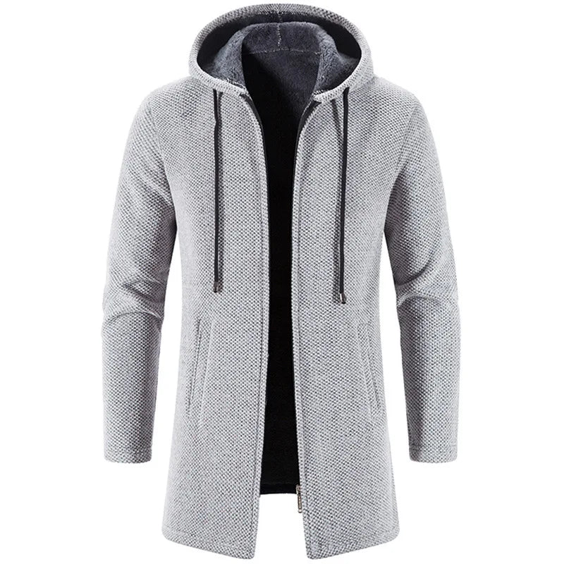Sweat à capuche long à manches longues pour homme, modèle 2025, fermeture éclair