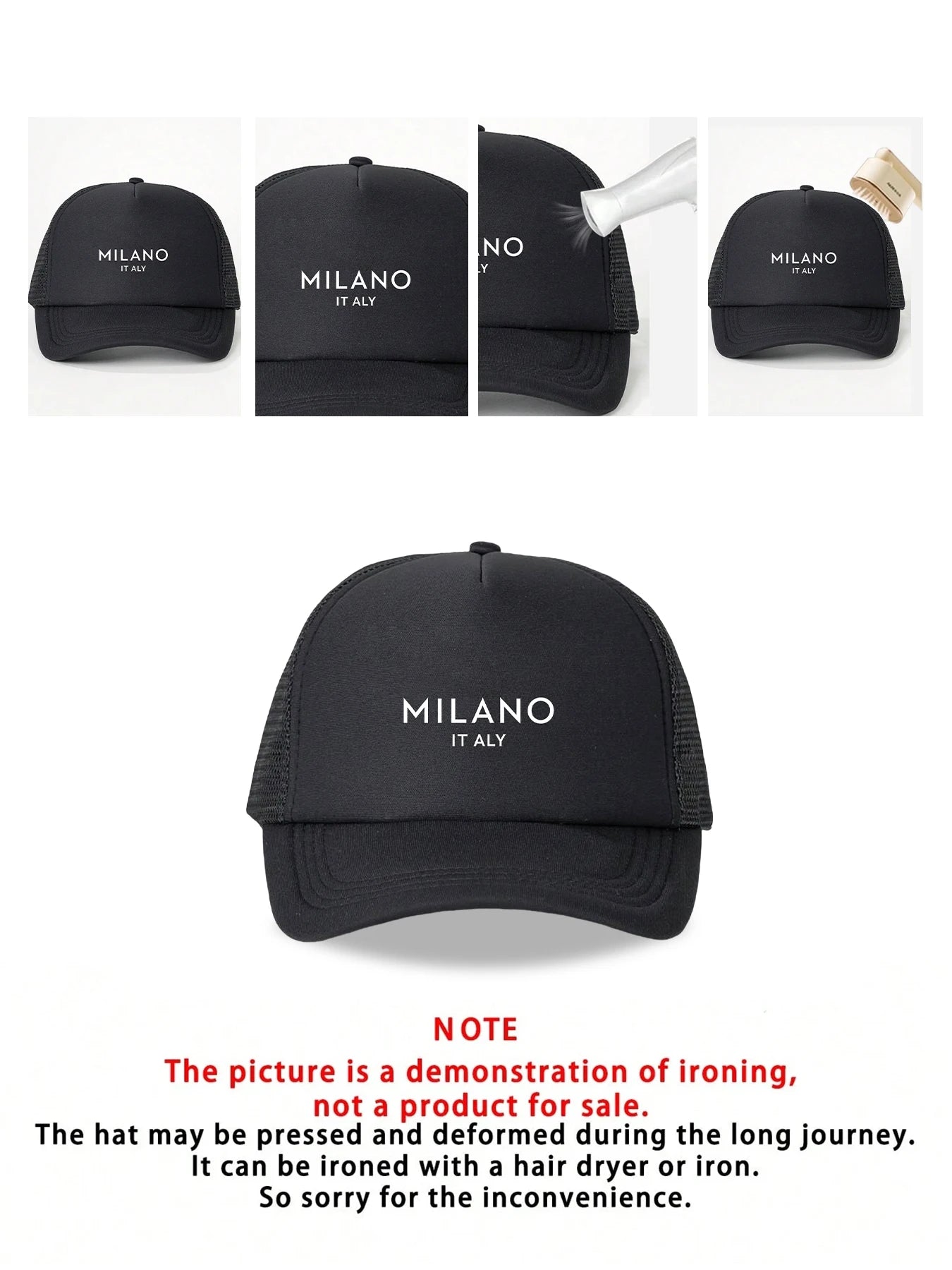 Casquette Rose respirante imprimée « MILANO » casquette adaptée aux sports de loisirs en plein air en été et en automne,