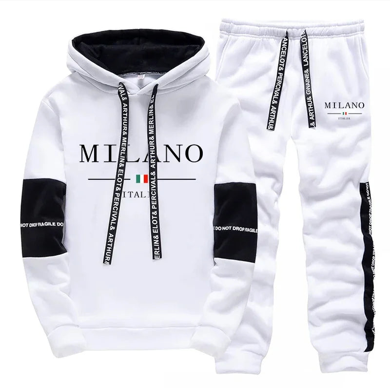 Survêtement imprimer Milano une pièce sweats/pantalons de survêtement, sweat à capuche décontracté, haute qualité automne hiver.