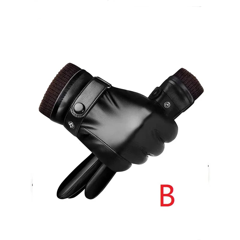 Gants d'hiver pour hommes en cuir véritable, gants de cyclisme en plein air, gants de moto en peau de mouton véritable noire, garde au chaud