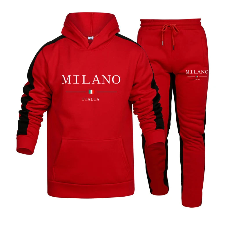 Survêtement imprimé MILANO, sweat-shirt à capuche décontracté, ensemble 2 pièces, Jogging quotidien, vêtements de sport en plein air, Streetwear