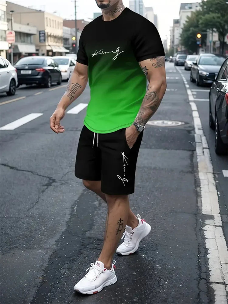 Ensemble 2 pièces pour homme, t-shirt à manches courtes, survêtement décontracté, imprimé 3D, vêtements de sport, nouvelle collection été 2025