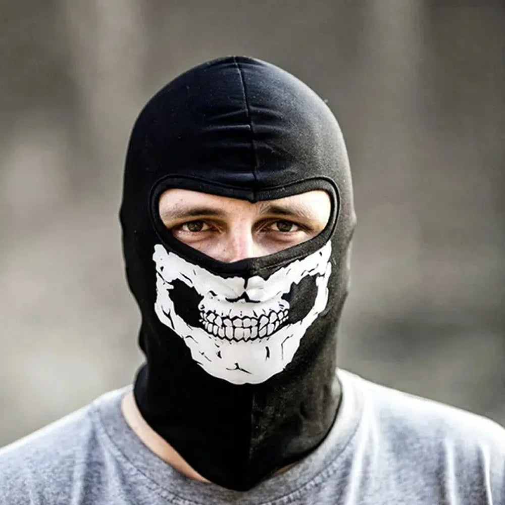 Cagoule imprimé tête de mort, masque intégral de vélo, moto d'extérieur, ski