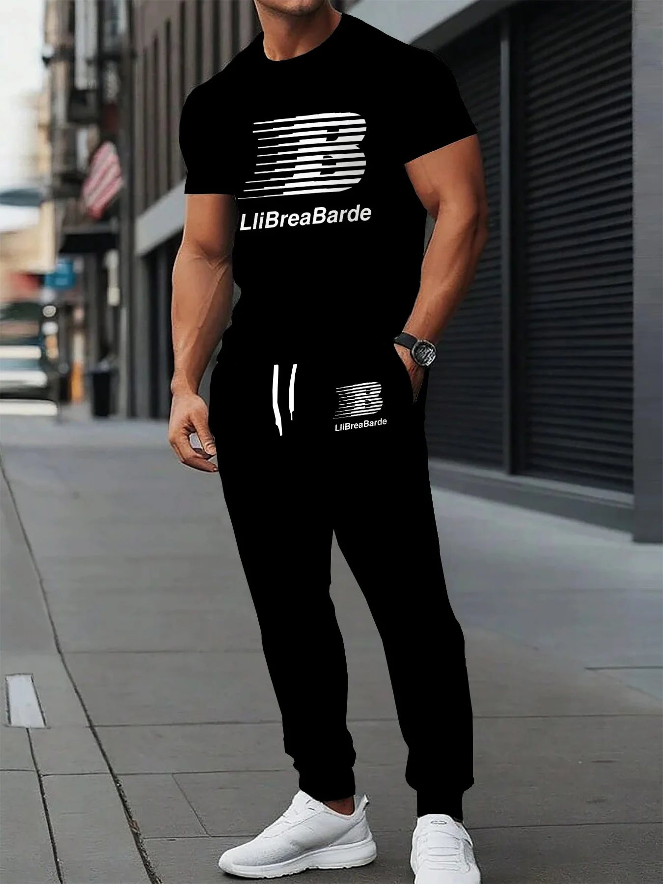Ensemble de sport de rue léger, confortable, doux, décontracté et à la mode pour hommes, imprimé de lettres 3D, respirant, été 2025