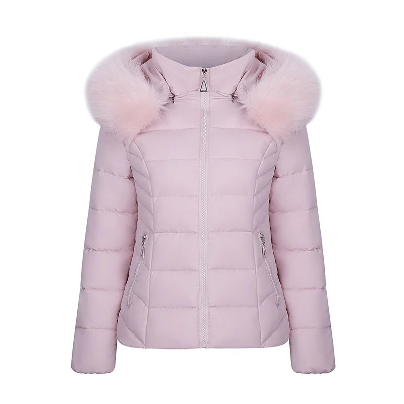 Parkas d'hiver confortables et décontractées pour femmes, nouvelle veste en coton avec col en fourrure, coupe ajustée, chapeau amovible
