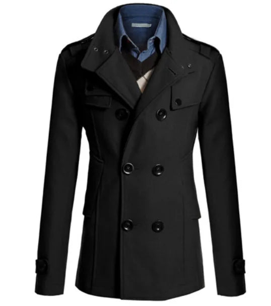 Nouveau manteau en laine, coupe ajustée, trench-coat en laine mi-long et long