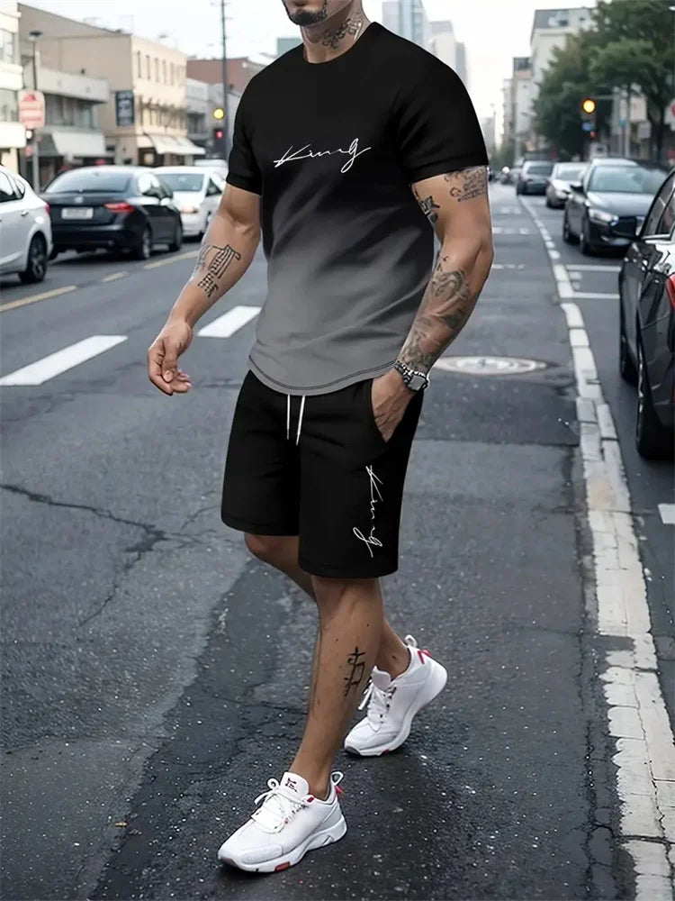 Ensemble 2 pièces pour homme, t-shirt à manches courtes, survêtement décontracté, imprimé 3D, vêtements de sport, nouvelle collection été 2025