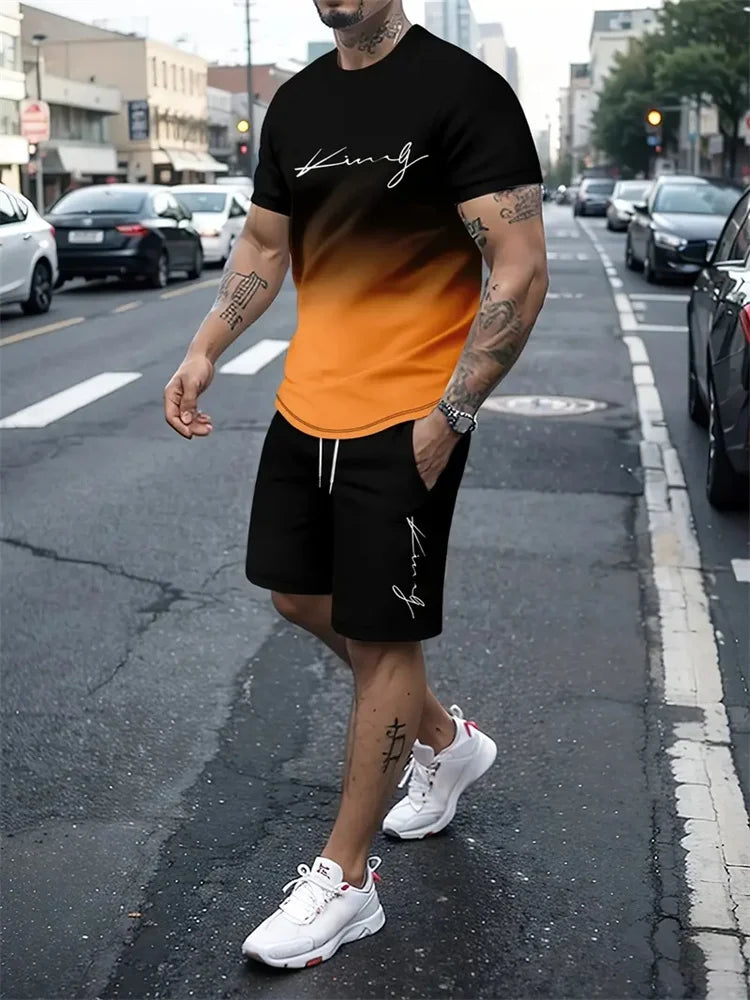 Ensemble 2 pièces pour homme, t-shirt à manches courtes, survêtement décontracté, imprimé 3D, vêtements de sport, nouvelle collection été 2025