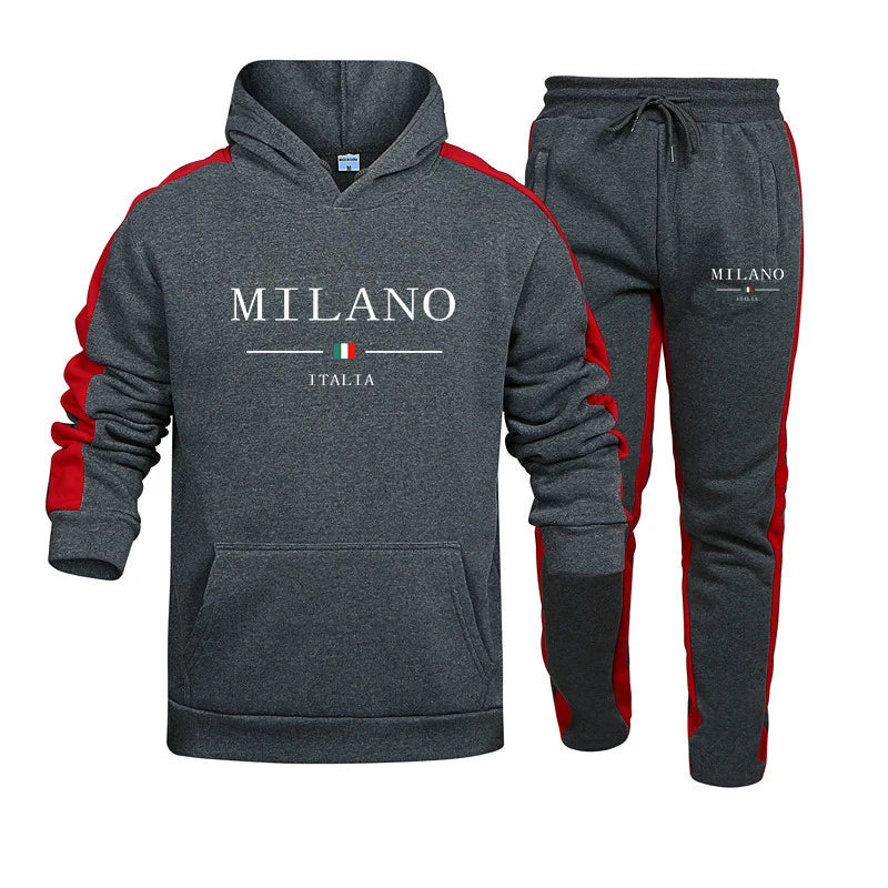 Survêtement imprimé MILANO, sweat-shirt à capuche décontracté, ensemble 2 pièces, Jogging quotidien, vêtements de sport en plein air, Streetwear