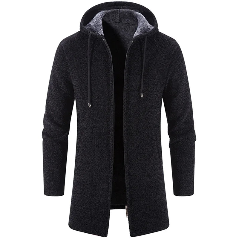Sweat à capuche long à manches longues pour homme, modèle 2025, fermeture éclair