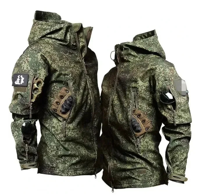 Imperméable et chaud hommes hiver coque souple spécial tactique à capuche veste multi poche
