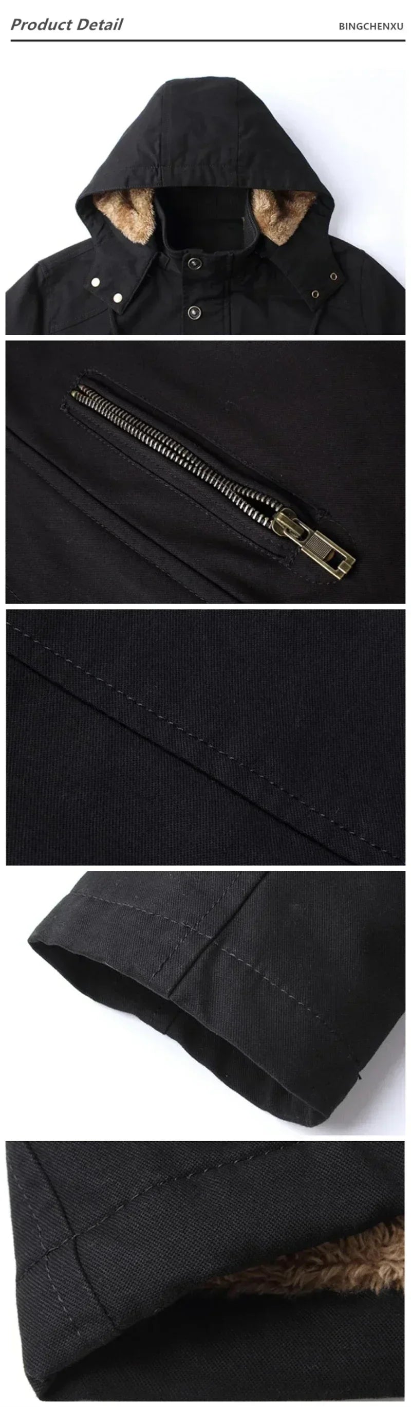 Veste d'hiver en polaire épaisse, coupe-vent d'affaires, manteau long en coton