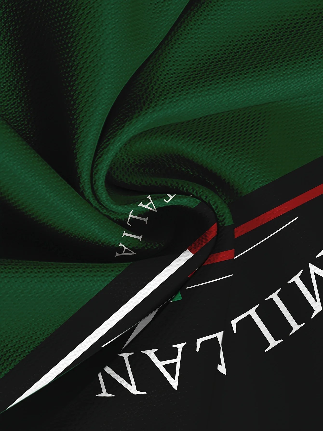 Été 2025 nouveau T-shirt Milano pour hommes imprimé en 3D décontracté, à la mode et rétro T-shirt pour hommes en polyester noir et vert.