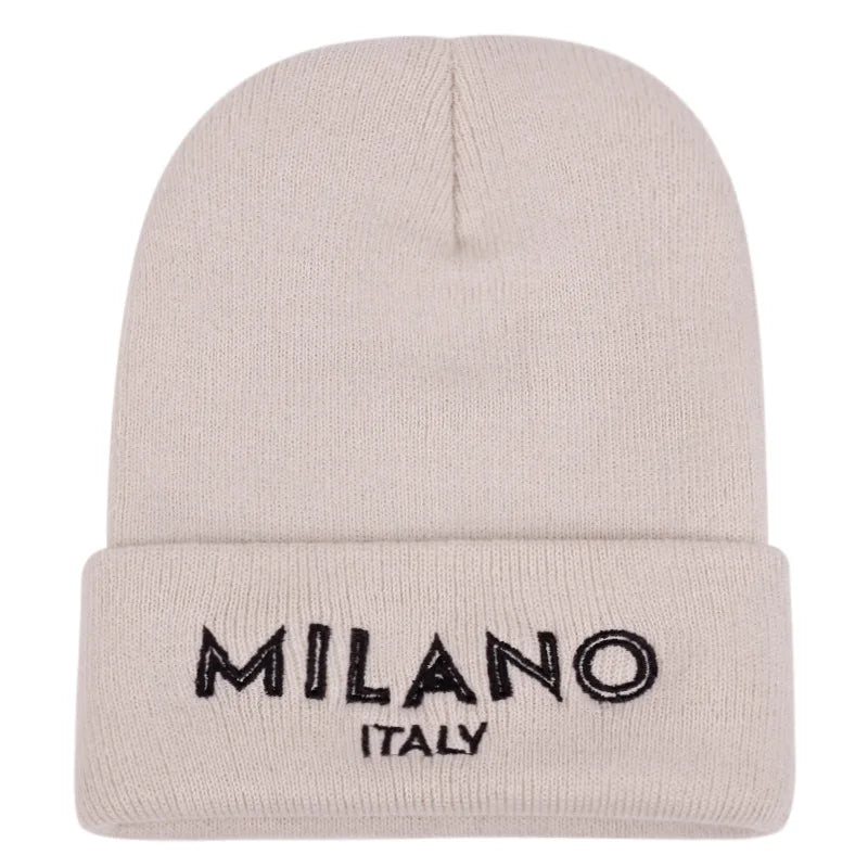 Bonnets de luxe brodés MILANO où Good Vibes pour femmes et hommes, tricoté chaud en hiver, pour loisirs en plein air, masque de Ski, cagoule