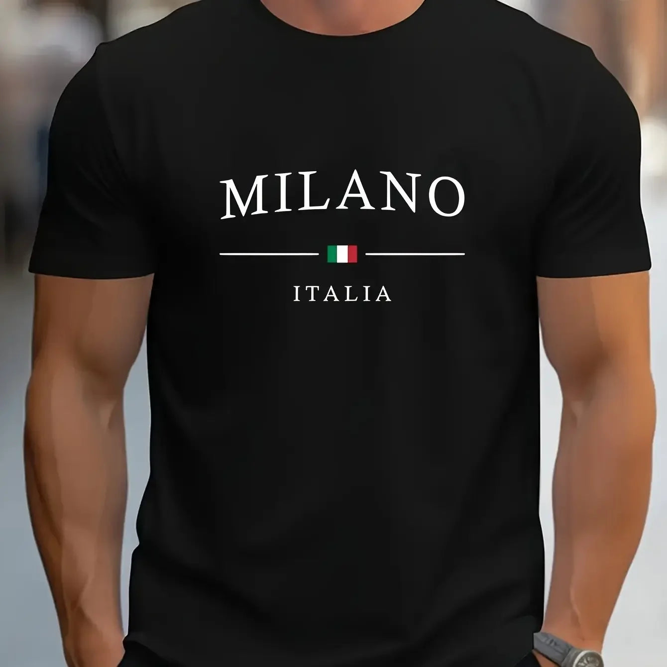 T-shirt Milano décontracté d'été, 100% pur coton, col rond pour hommes, manches courtes.