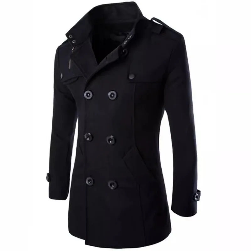 Nouveau manteau en laine, coupe ajustée, trench-coat en laine mi-long et long
