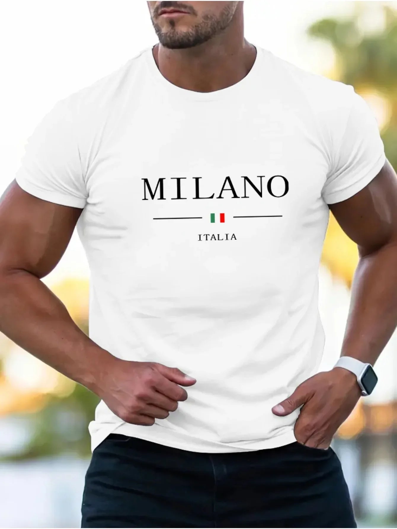 Été nouveaux hommes 100% coton haute qualité Milano imprimer confortable col rond manches courtes T-shirt haut sport décontracté ample