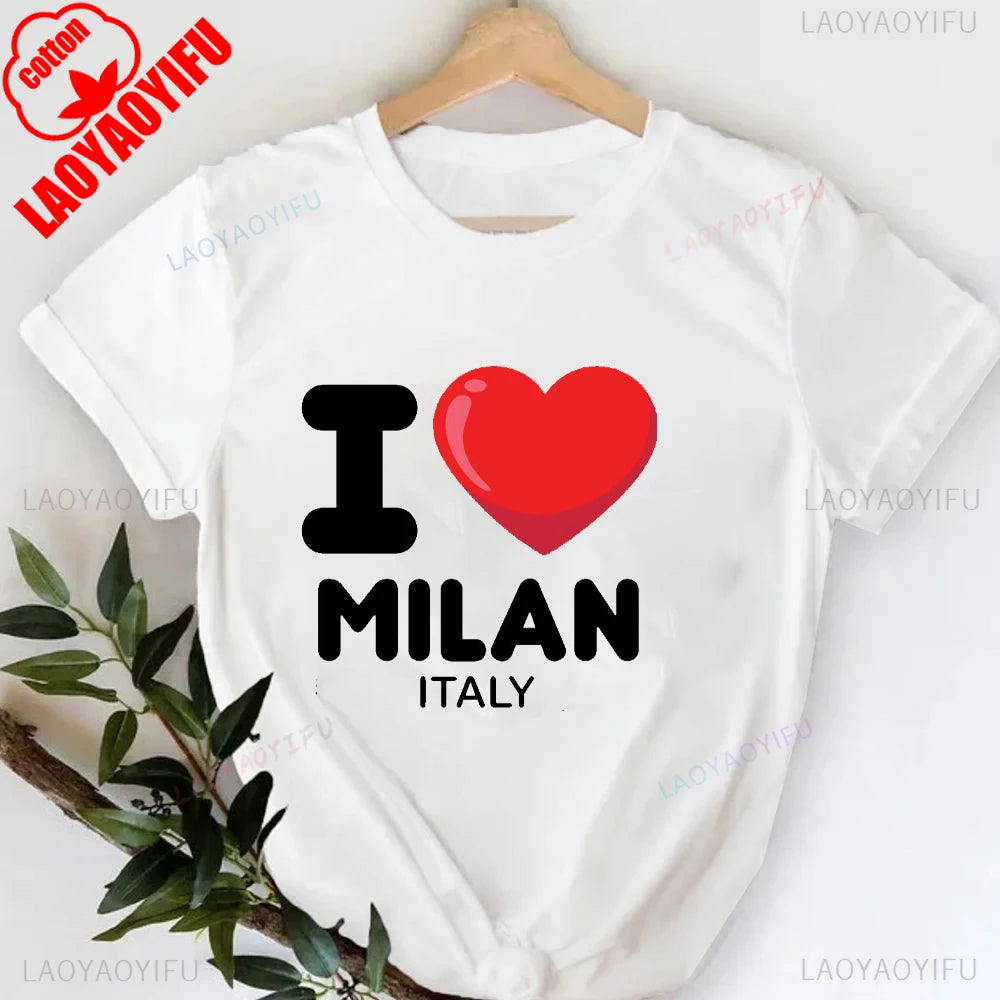 T-shirt col rond imprimé lettres Milano Italie, décontracté, manches courtes, pour femme, printemps-été