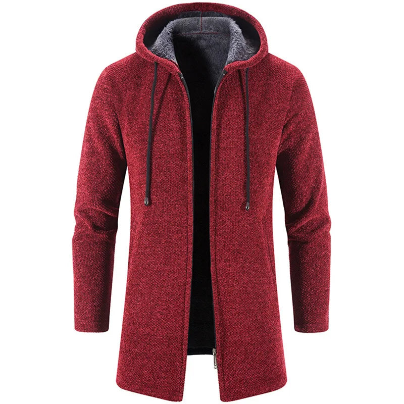 Sweat à capuche long à manches longues pour homme, modèle 2025, fermeture éclair