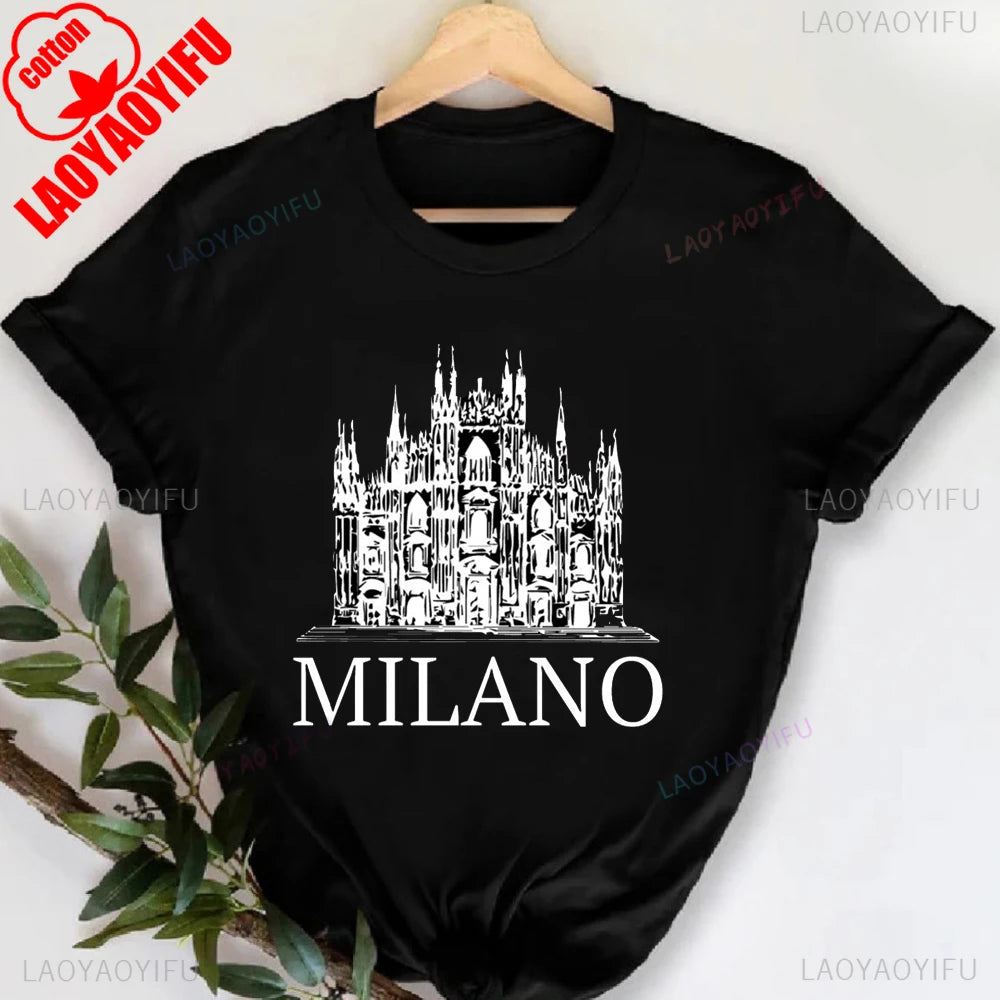 T-shirt col rond imprimé lettres Milano Italie, décontracté, manches courtes, pour femme, printemps-été