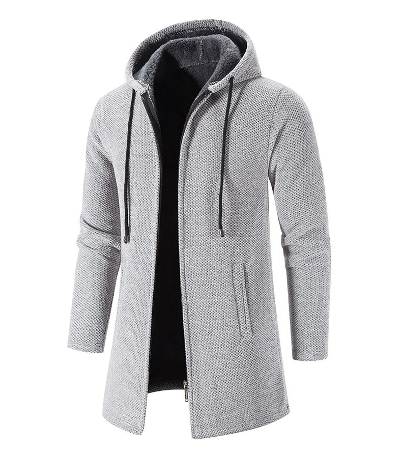 Sweat à capuche long à manches longues pour homme, modèle 2025, fermeture éclair