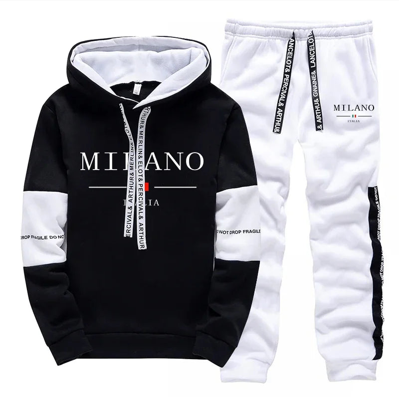 Survêtement imprimer Milano une pièce sweats/pantalons de survêtement, sweat à capuche décontracté, haute qualité automne hiver.