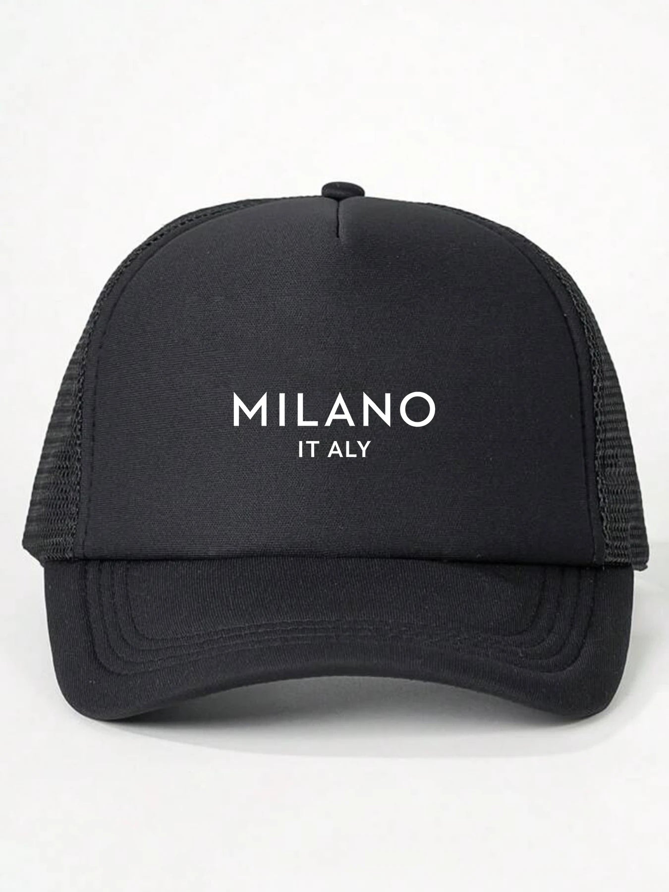 Casquette Noir respirante imprimée « MILANO » casquette adaptée aux sports de loisirs en plein air en été et en automne