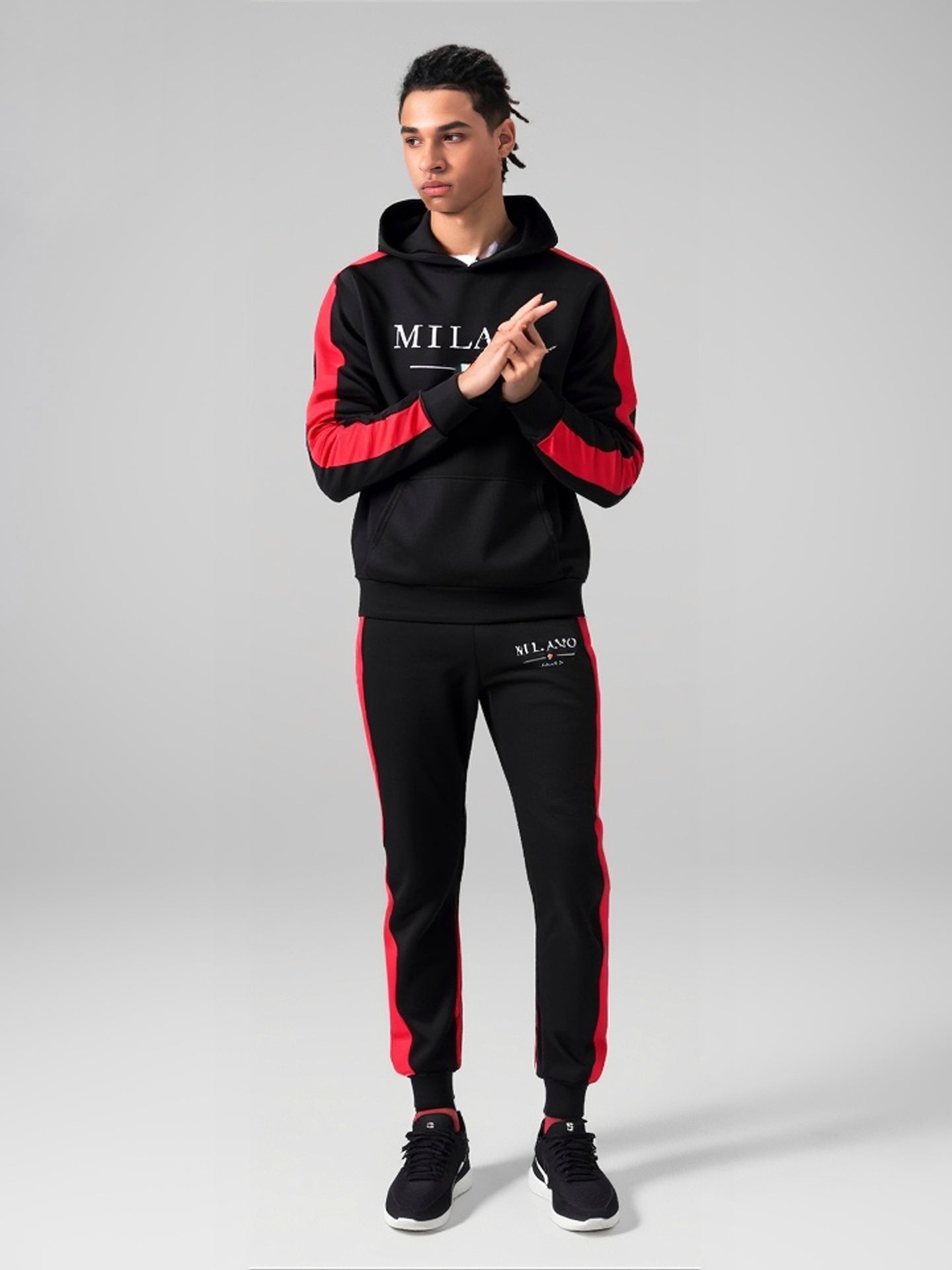 Survêtement imprimé MILANO, sweat-shirt à capuche décontracté, ensemble 2 pièces, Jogging quotidien, vêtements de sport en plein air, Streetwear